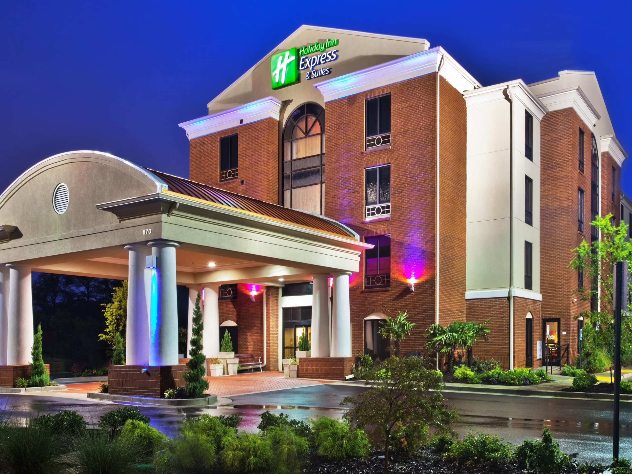 Hotel building and landscaped grounds